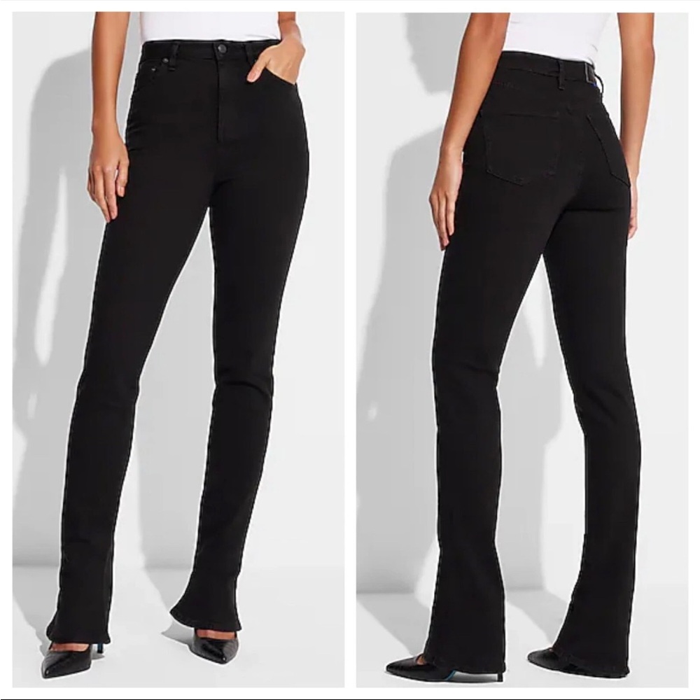 Edition Express SuperHigh Waisted Black Elongated Slim Leg Flare Jeans
